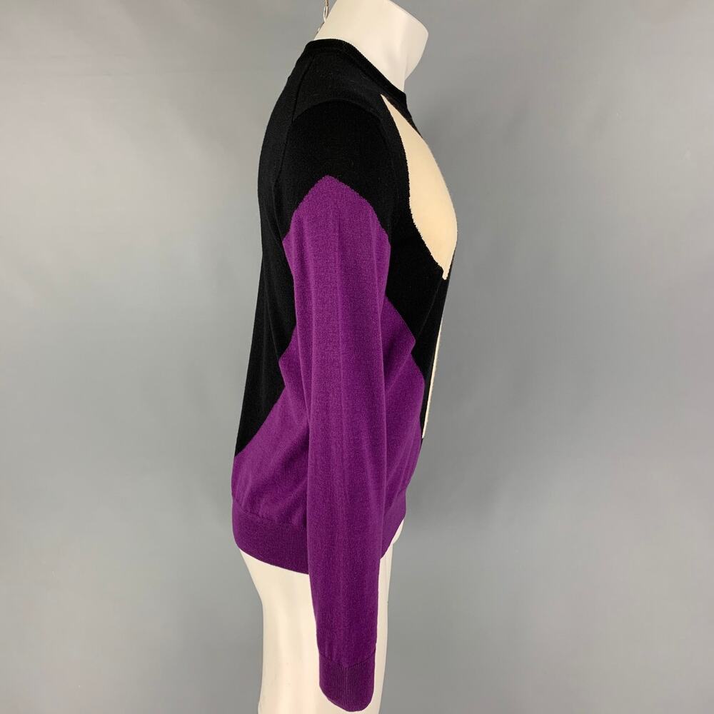 SS17 Size M Black Purple Graphic Wool Crew-Neck Pullover - Picture 2 of 7